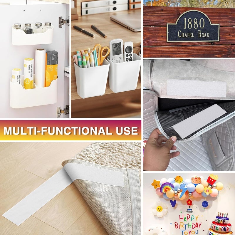 Summerbrite 12ft x 2 Inch Hook and Loop Tape, Heavy Duty Double-Sided Adhesive Strips, Strong Sticky Back Fastener Roll, Cuttable Interlocking Tape Fasteners for Home, Office, Car, School & DIY Crafts White - Image 5